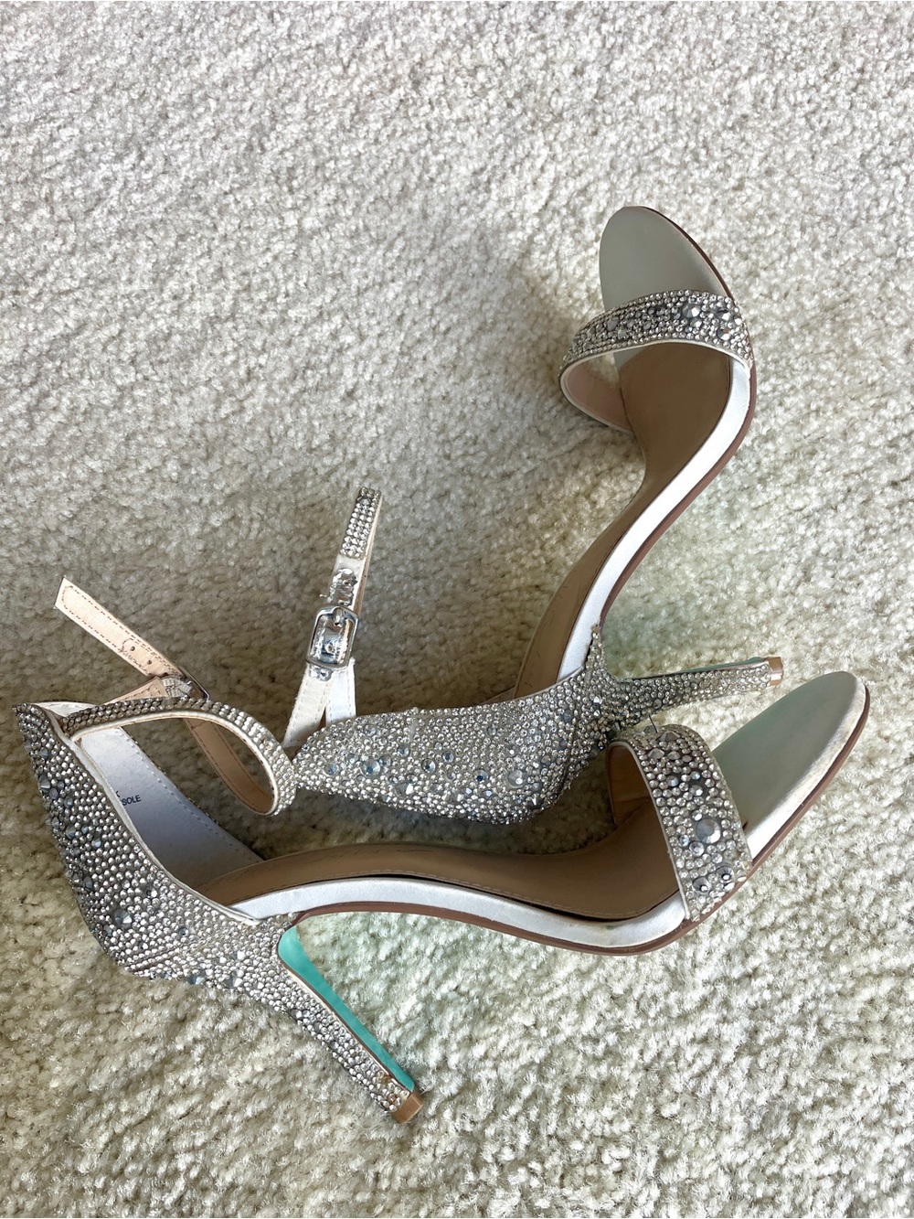 Betsey Johnson Silver Crystal Ankle-Strap Heels - Picture 5 of 9